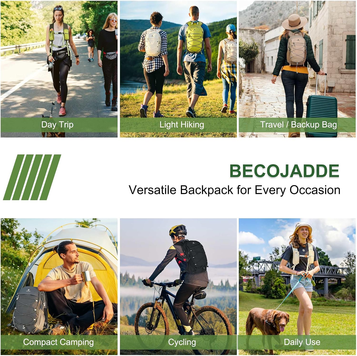 BECOJADDE Hiking Backpack 20L Small Backpack Packable Day pack Water Resistant Lightweight Travel Backpack for Women Men with Shoulder Strap Pockets for Hiking Camping Outdoor, Black - Image 8